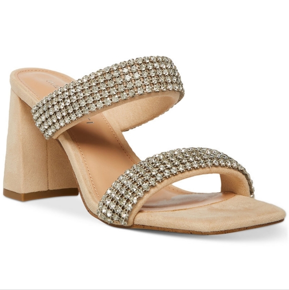 Madden Girl Rhinestone Block Heel Sandals - Picture 1 of 12